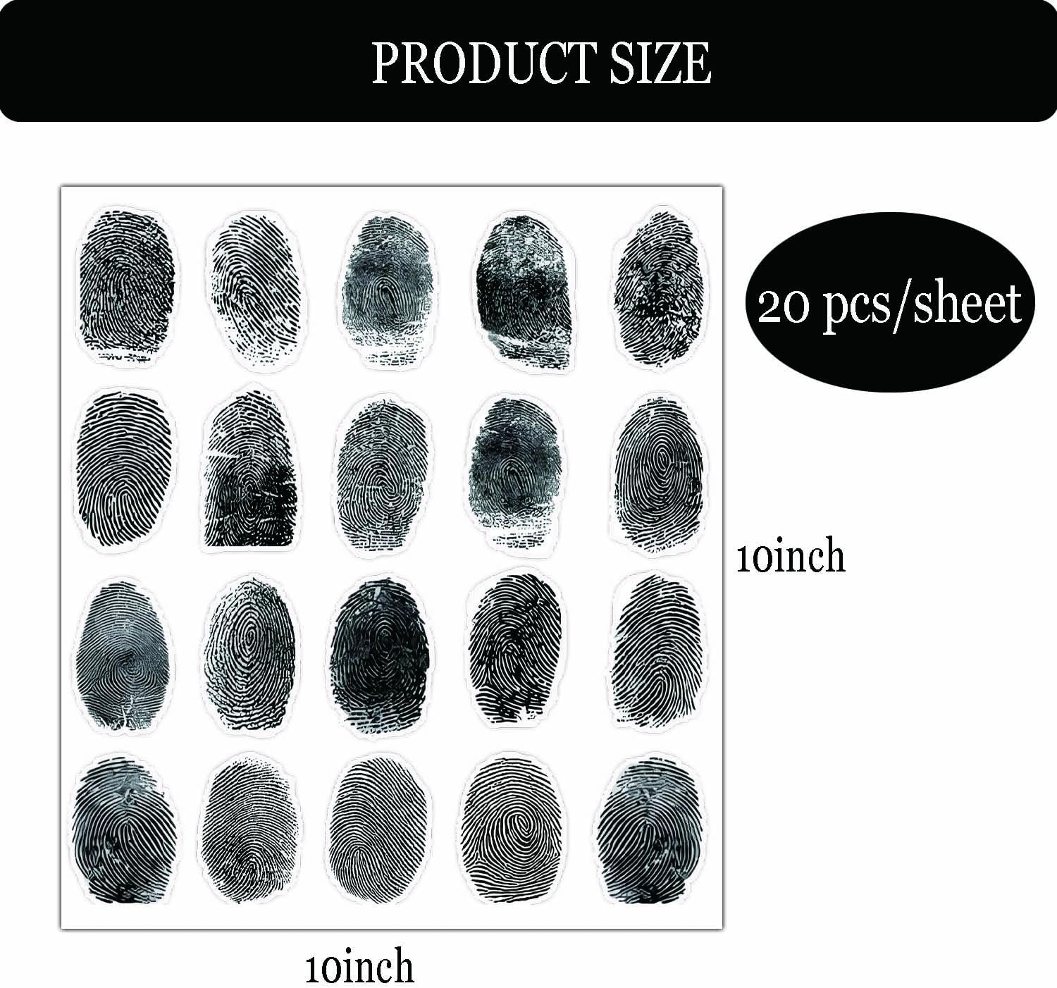 200 Pcs Fingerprints Stickers Fingerprint Peel 'n Place Label Crime Scene Decorations Stickers for Halloween Party Murders Mystery Party Detective Spy Themed Party Decoration Favors