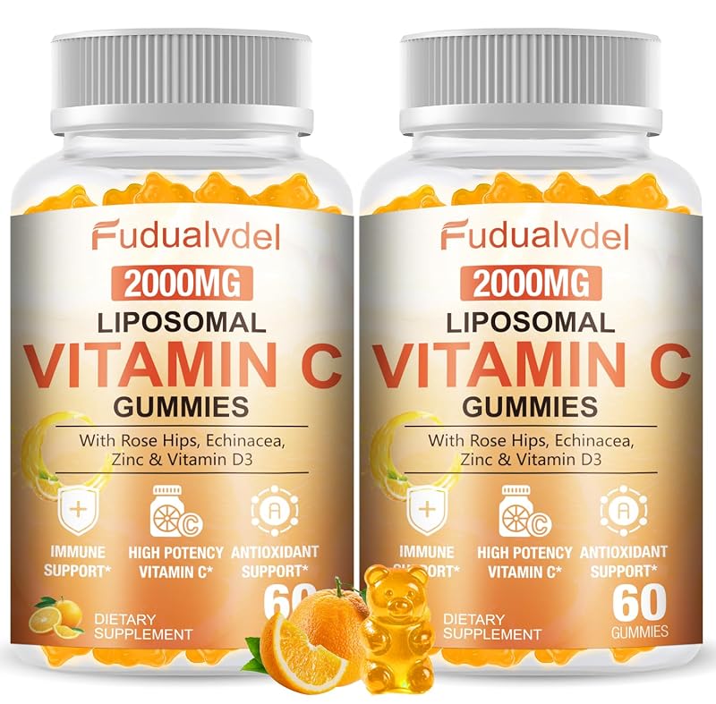 Fudualvdel Vitamina C lipossomal em gomas com vitamina D3, vitamina E, elderberry, equinácea, ferro e zinco 2000 mg, 120 gomas