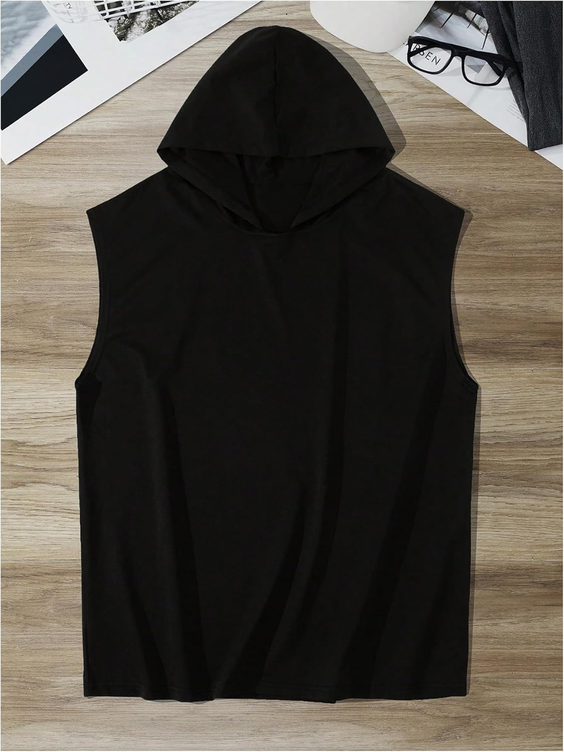 Men's Plus Size Hooded Tank Tops Sleeveless Drawstring Tank Hoodies Workout Gym Muscle T Shirt - Image 6