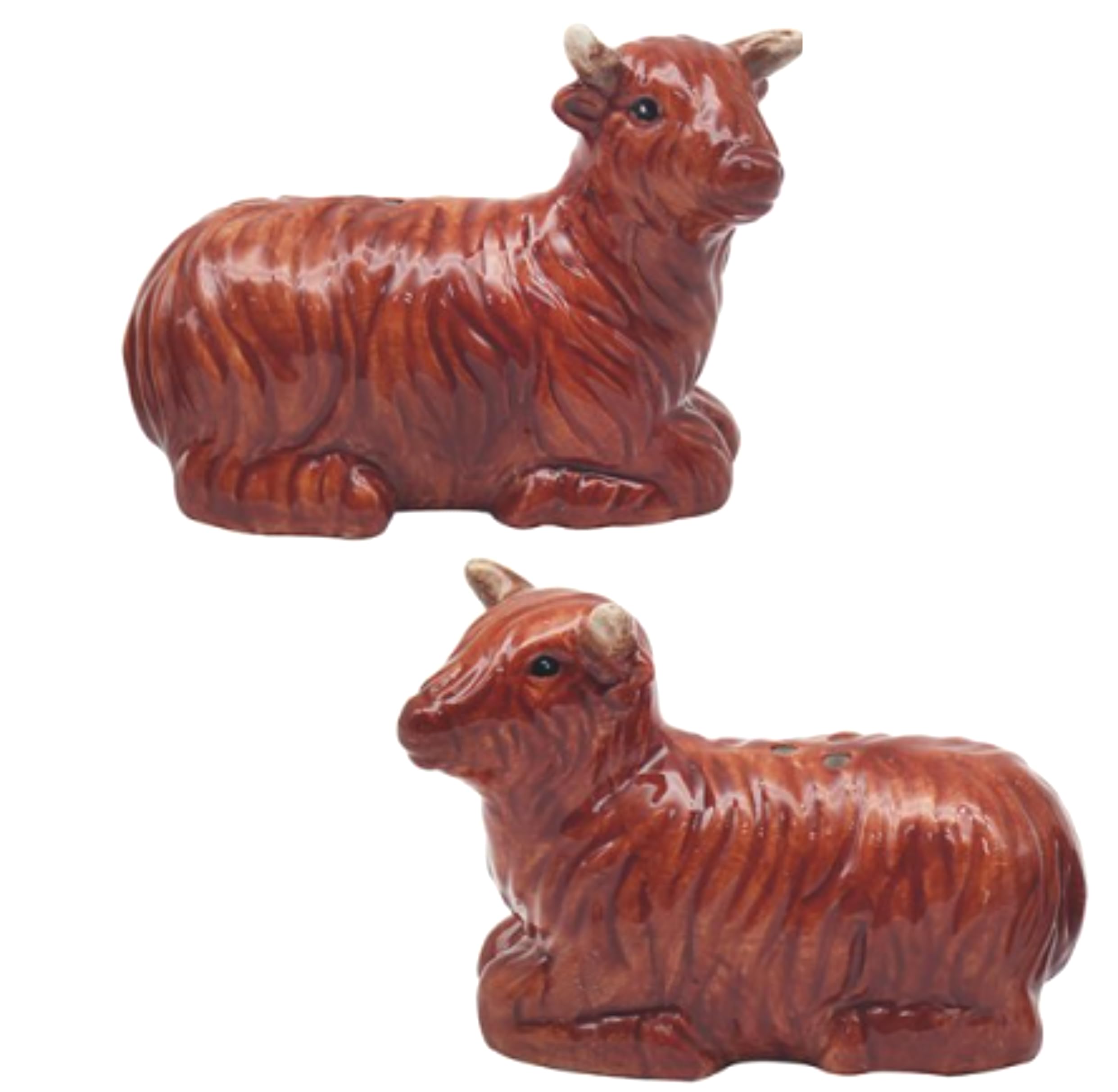Novelty Ceramic Salt & Pepper Shaker Sets in a Range of Dog Breed and Other Animal Designs, Quirky Tableware or Home Decoration for the Animal Lover who has Everything (Highland Cows)
