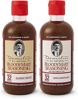 Demitri's Bloody Mary Seasoning Classic Recipe & Extra Horseradish Bundle - Concentrated Drink Mixers - Perfect for Home Brunch Parties & Cocktails - 8oz Bottle (1 Unit Of Each)