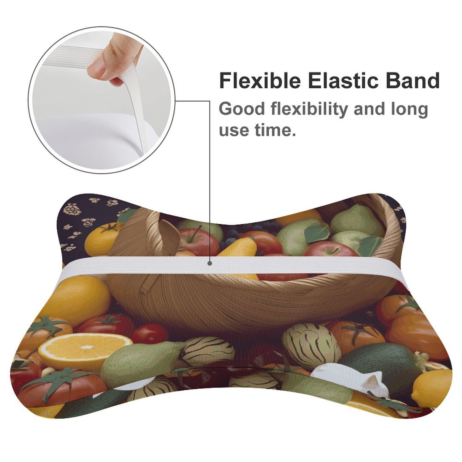 Fruits Basket Lot de 2 coussins de nuque de voiture ultra confortables pour appuie-tête de voiture doux en mousse à mémoire de forme et housse amovible respirante