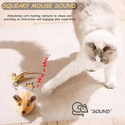 Miniatura 3 de Juguete interactivo para gatos, ratas falsas que se mueven automáticamente, juguete realista recargable para perros con sonido, pluma y campana,