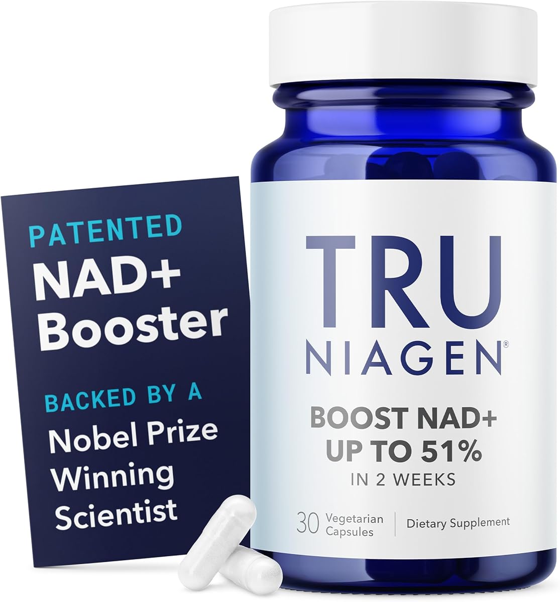 TRU NIAGEN Patented NAD Supplement for Brain Function, Anti Aging & Cell Regeneration, 300mg Niagen, 30 Servings | Supports Cellular Energy, Muscle | Nicotinamide Riboside (NR) Take 1 Daily | 1 Bottle