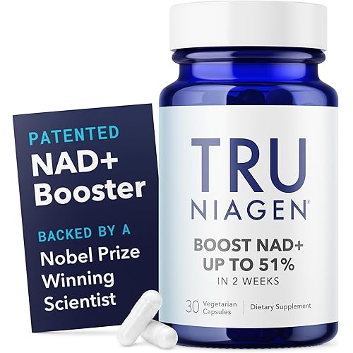 TRU NIAGEN Patented NAD+ Supplement for Anti Aging and Cell Regeneration, 300 mg Niagen, 30 Servings | Supports Cellular Energy, Brain, Muscle | Nicotinamide Riboside (NR) Take 1 Daily | 1 Bottle