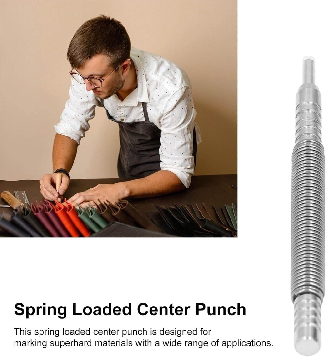 Ergonomic Design Punch Quick-Release Punch Adjustable Center Punch for Metal, Wood, Plastic, Adjustable Impact Tension, Precision Marking Tool for DIY, Workshop, Carpenters, and Machinists