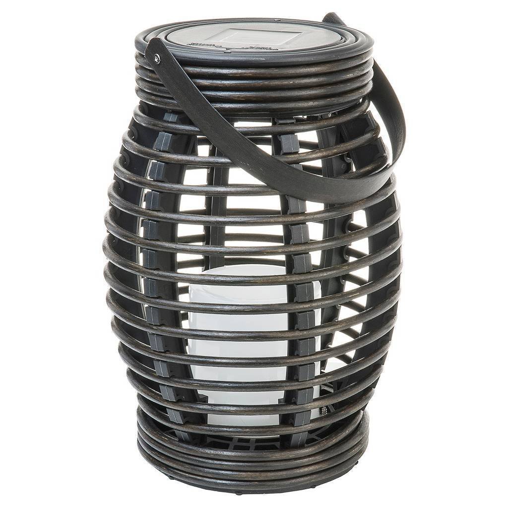Threshold Solar Wicker Lantern Flickering LED Pagoda Rattan Basket