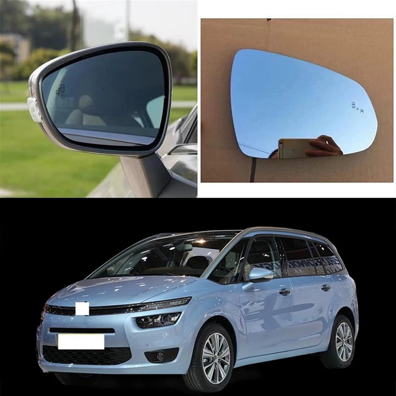 Glace de rétroviseur gauche chauffant pour CITROËN C4 Picasso (2007-2013 Glace de rétroviseur gauche chauffant pour CITROËN C4 Picasso (2007-2013