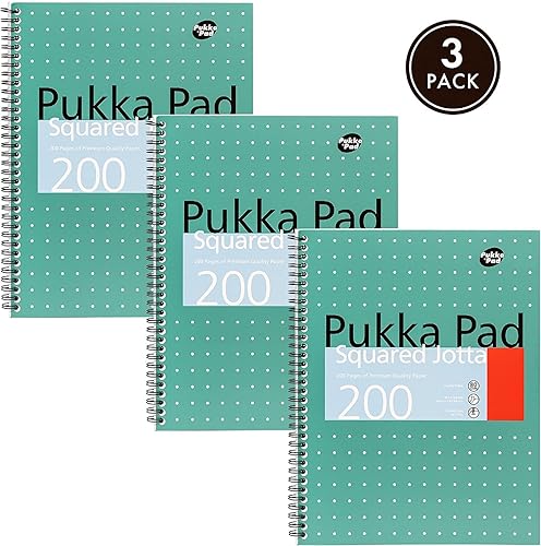 Miniatura 2 de Pukka Pad, Paquete de 3 libros Jotta metálicos cuadrados, tamaño A4, 11.7 x 9.1 in, cuaderno encuadernado con papel de 80 GSM, cuenta con márgenes