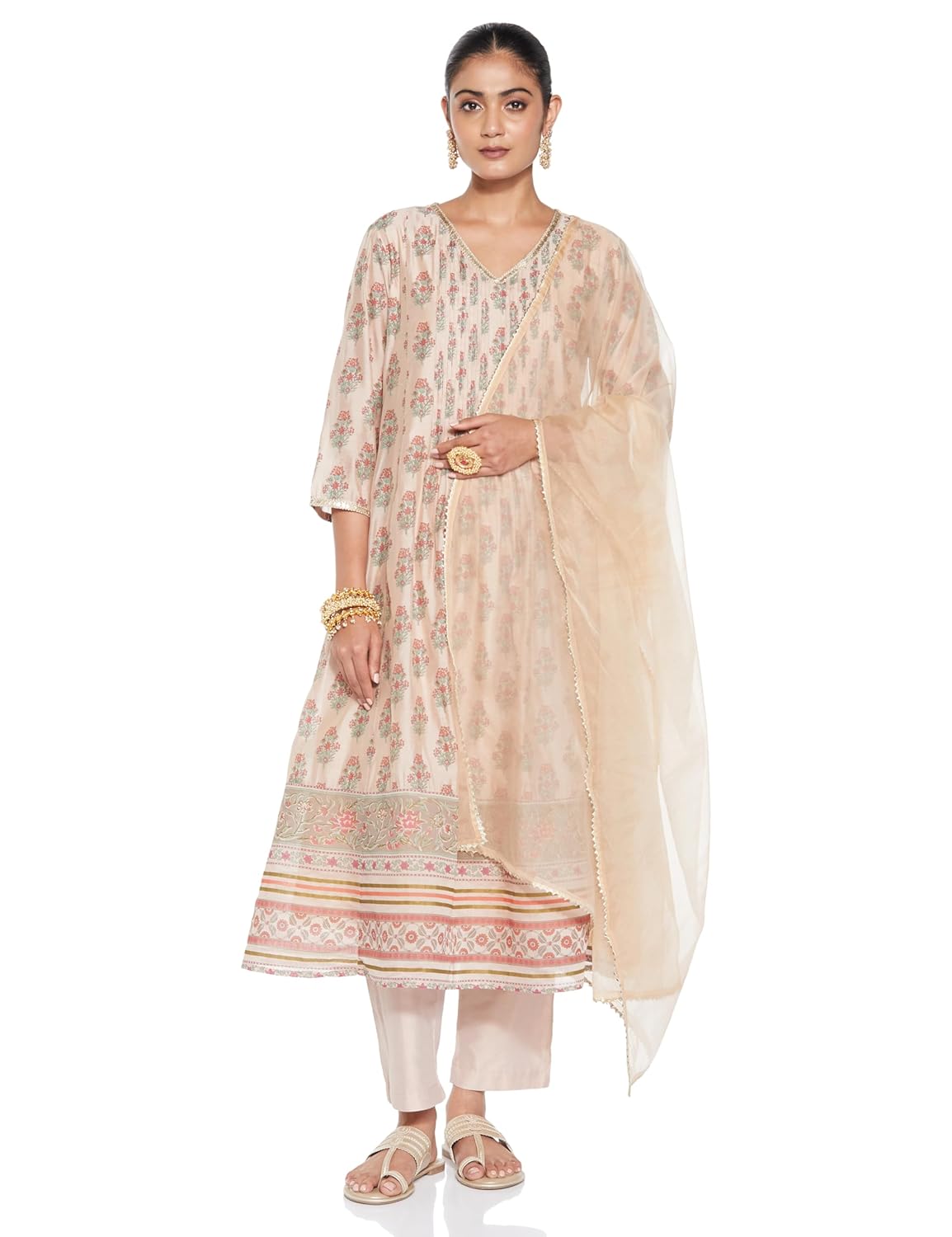 Amazon Brand – Myx Women’s Kurta Pant Set with Dupatta | Viscose, Rayon Chanderi | Salwar Suit (Available in Plus Sizes)