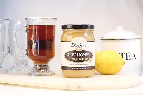 Miniatura 6 de Stockin's Apiaries Miel de azahar cruda, sin calentar, sin filtrar y nutritiva, 17 onzas.