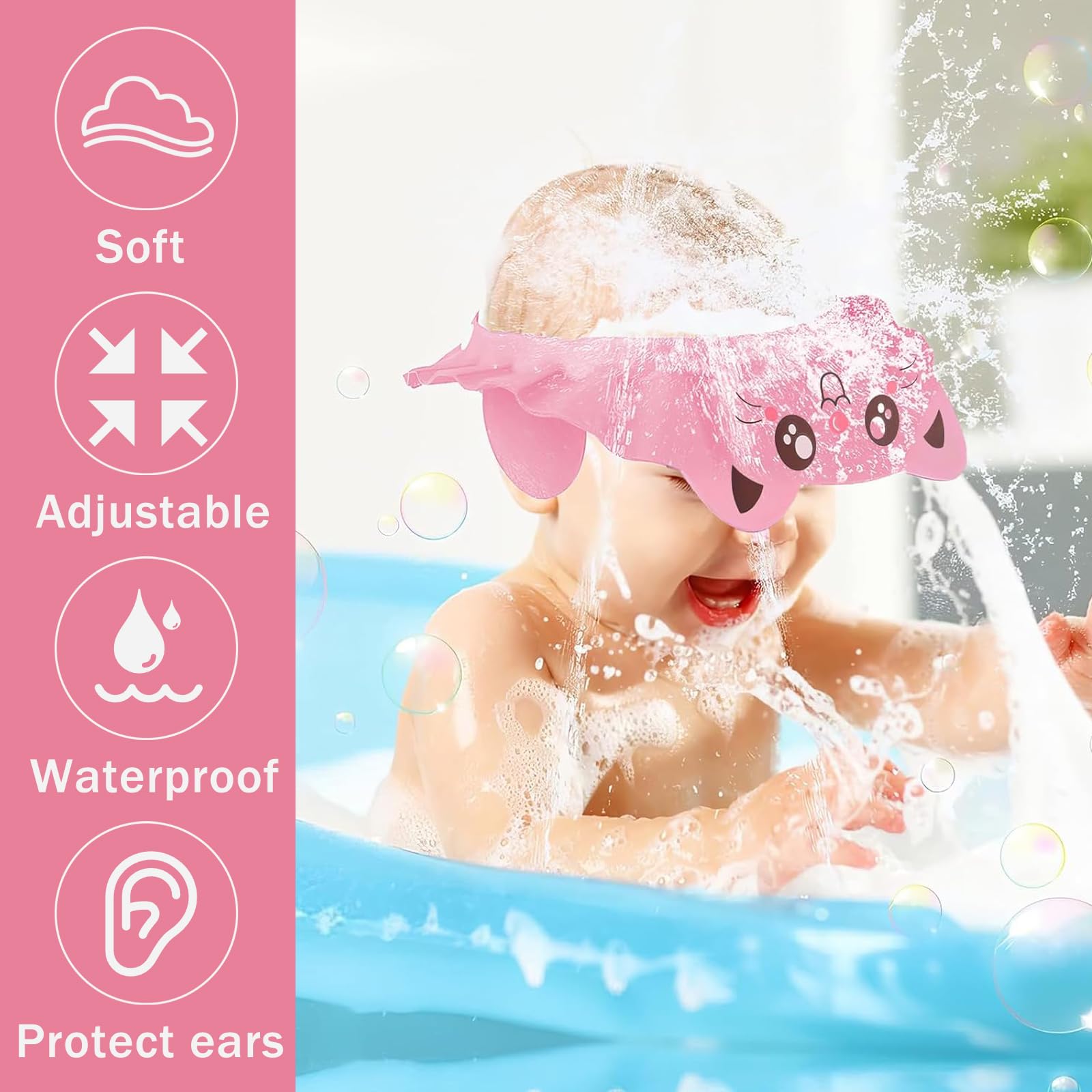visière bain Chapeau Douche Bébé,Réglable Visière Bonnets de Bain,Casquette de bain bebe,Casquette de bain,Bonnet de douche enfant Pour Enfants Protection des Yeux et Visage de Shampooing
