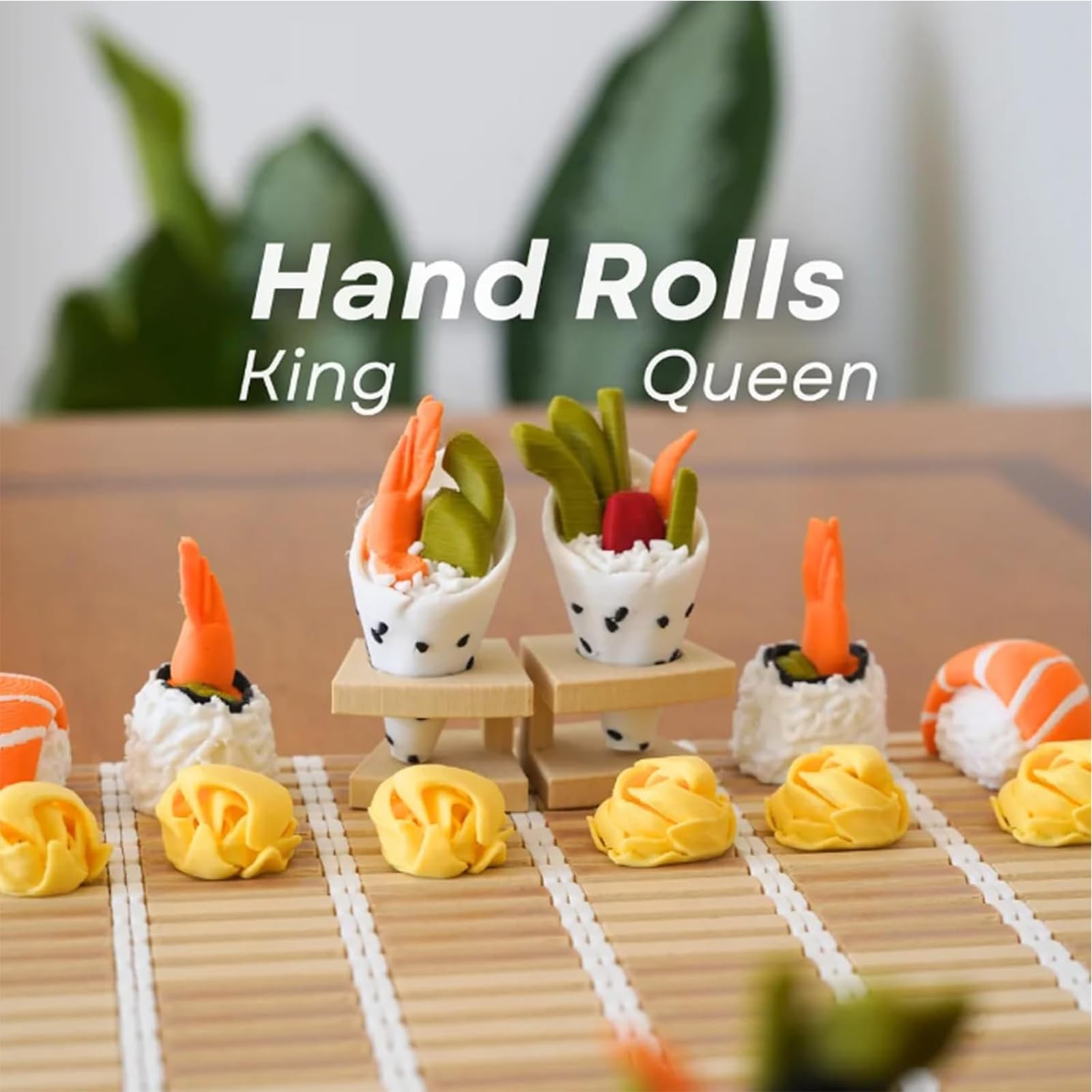 Il set di scacchi a tema sushi, scacchi a rulli sushi stampati in 3D | Esclusivo gioco di strategia per famiglie con cibo giapponese, con tappetino per rotolare e scatola per Bento, in scatola