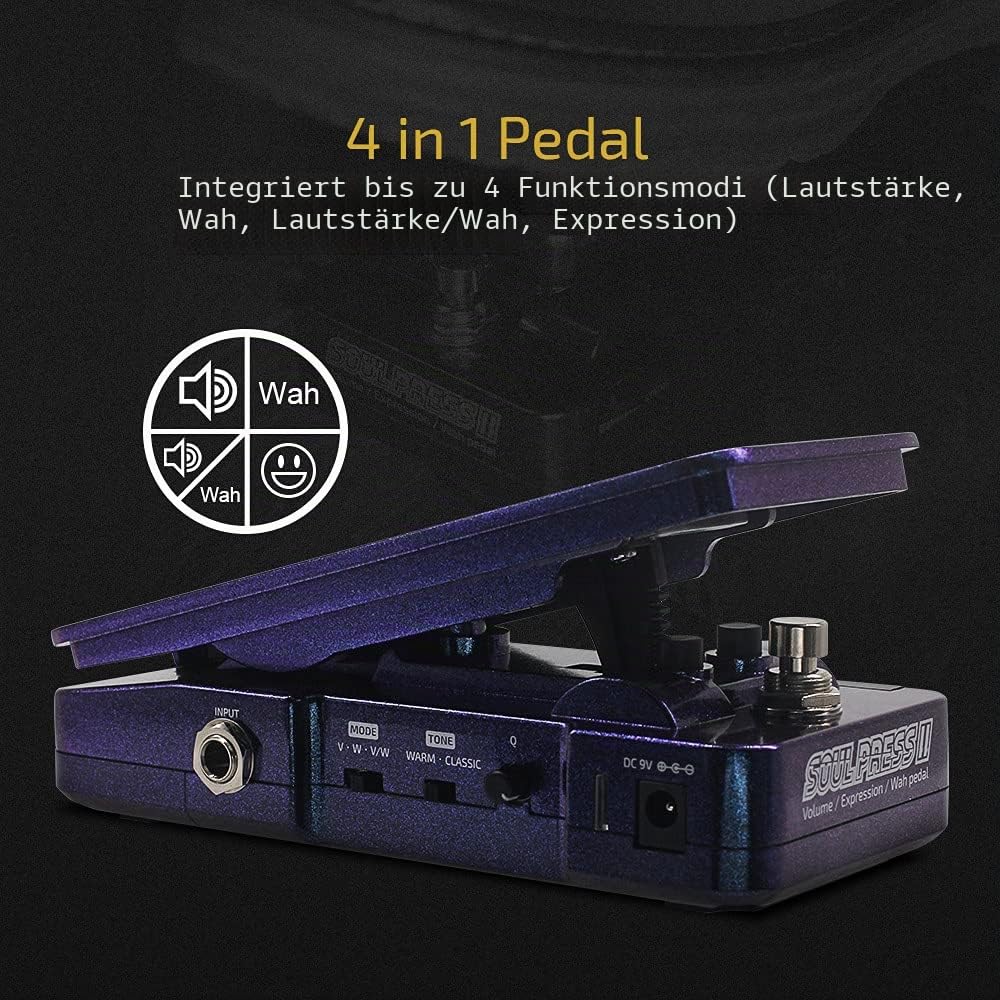Hotone WAH AKTIV Volume Passive Expression 4 in 1 Gitarre Effektpedal schaltbar mit sichtbaren Gitarreneffektpedal Soul Press II