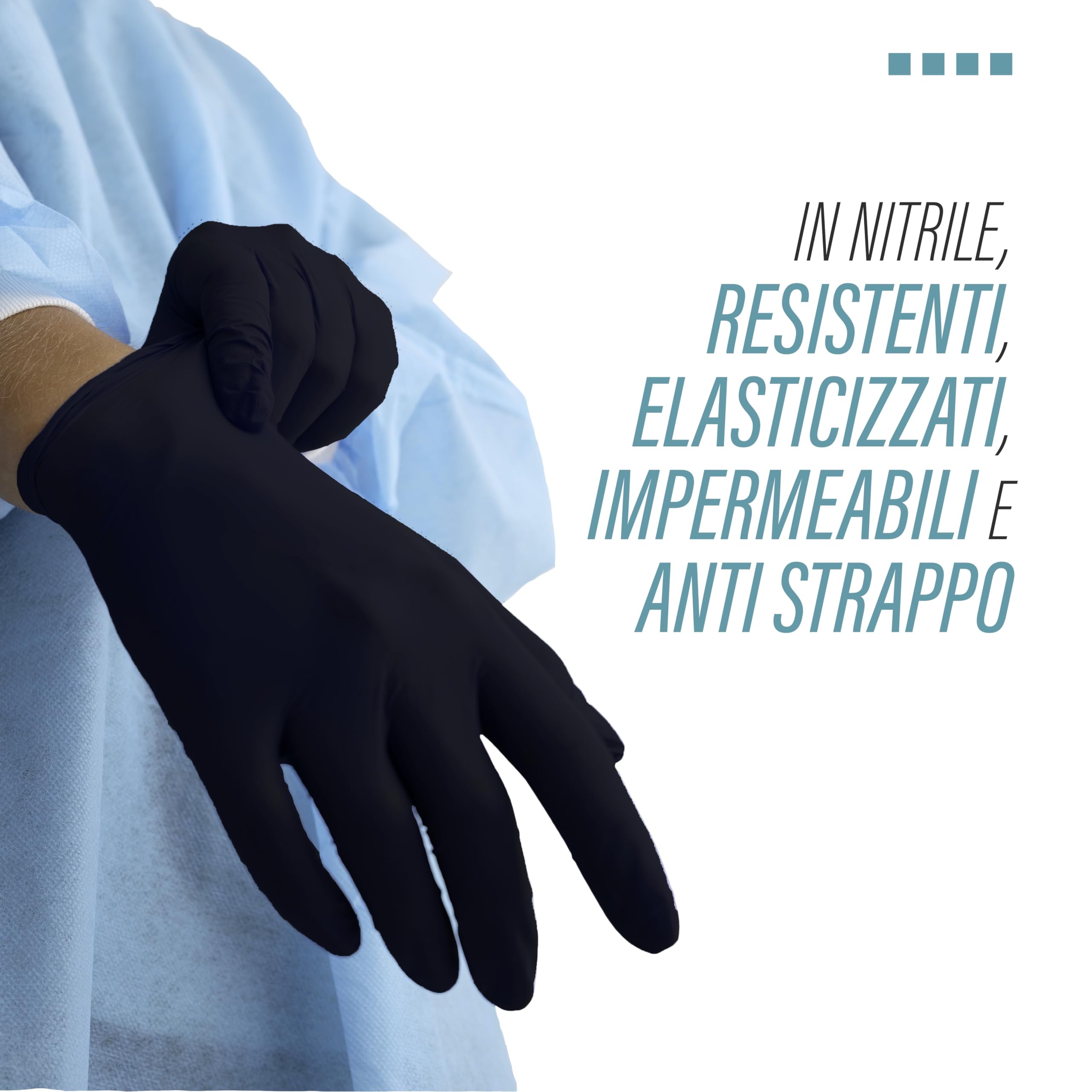 Guanti Monouso in Nitrile Neri Senza Polvere, Lattice e Talco con Microgrip Uso Professionale - Guanti Usa e Getta per ambito Tecnico, Industriale, Alimentare - 1000pz - 4g (L)