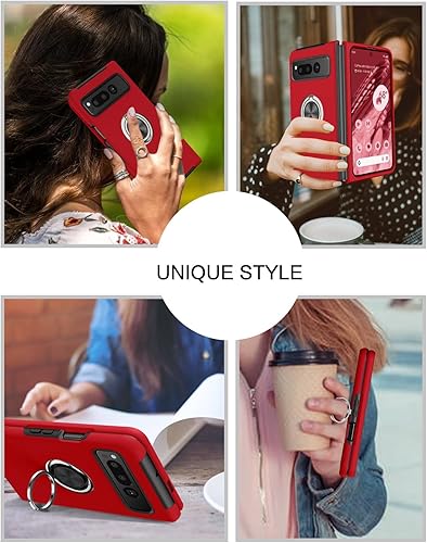Miniatura 7 de BENTOBEN Funda plegable para Google Pixel (2023), protección completa de bisagra con soporte de anillo de 360, a prueba de golpes, soporte delgado,