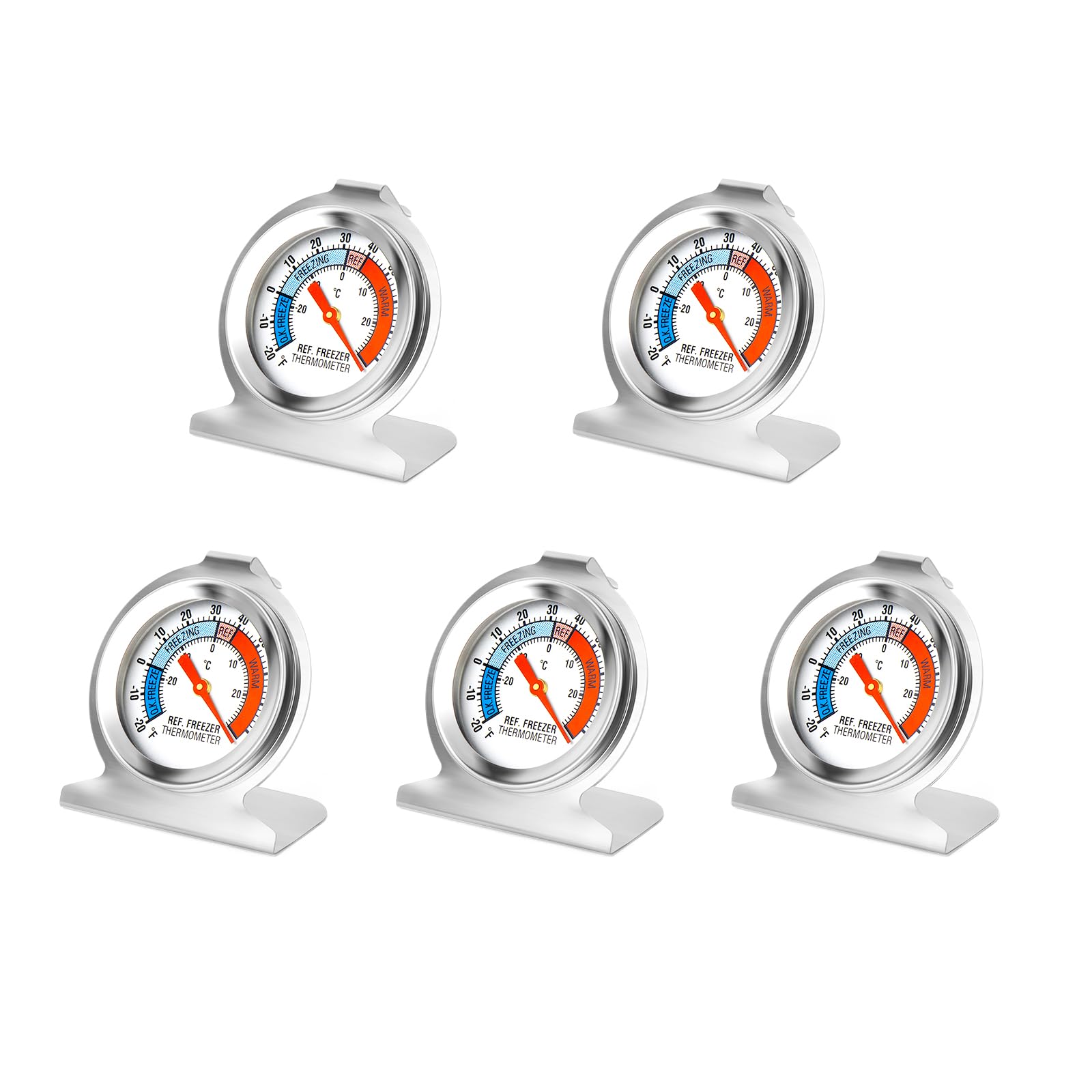 MEANLIN MEASURE 5Pcs Termometro per frigorifero, quadrante grande da 2" con indicatore rosso -30~30℃/-20~80℉ per frigoriferi e refrigeratori