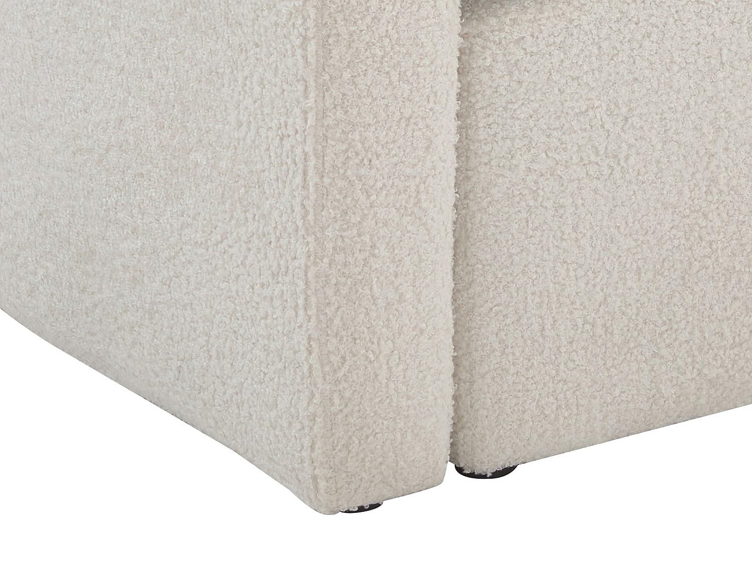 Vente-unique - Fauteuil Cabriolet et Pouf en Tissu Bouclette Blanc Jovana
