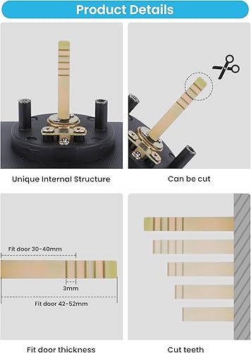 Miniatura 5 de goldenwarm Cerradura de puerta de bolsillo negra, cerradura de puerta de bolsillo deslizante cuadrada de esquina redondeada, cerradura de puerta de