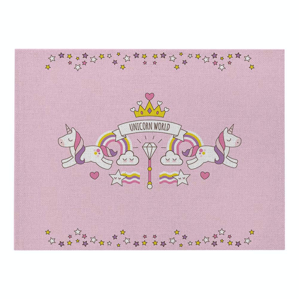 Lonfenner Table Mat,Pink Horse Printed Placemats, Placemats And Coasters, Table Placemats, Heat Resistant, Washable Kitchen And Dining Place Mats For Home Kitchen Decoration,Cartoon Style{6pcs}
