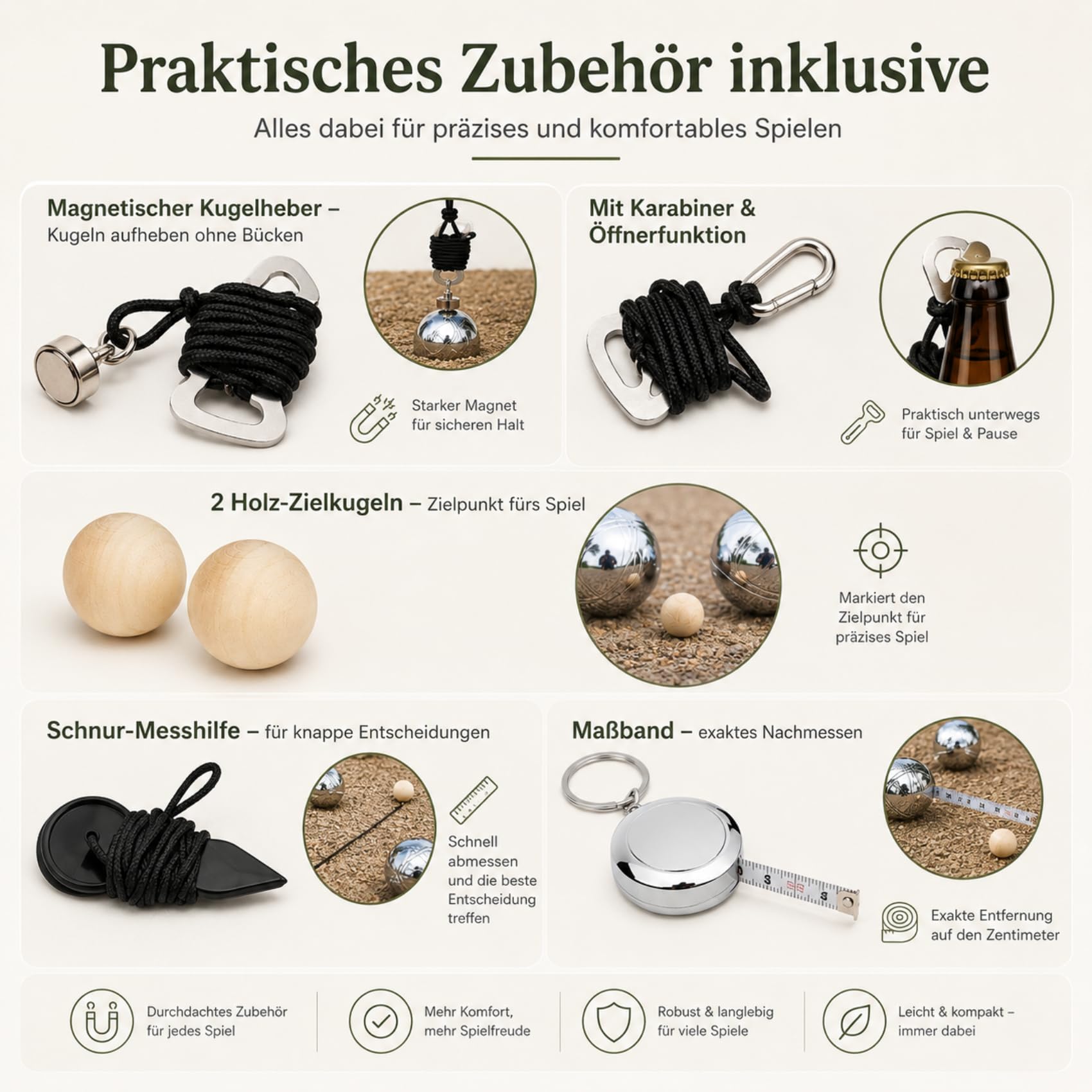 Personalisierte Boule Kugeln mit Gravur, 6er Petanque/Boccia Set mit Wunschtext & Logo, Individuelles Outdoor Geschenk für Männer, Papa, Camper & Boule Fans, Serie B