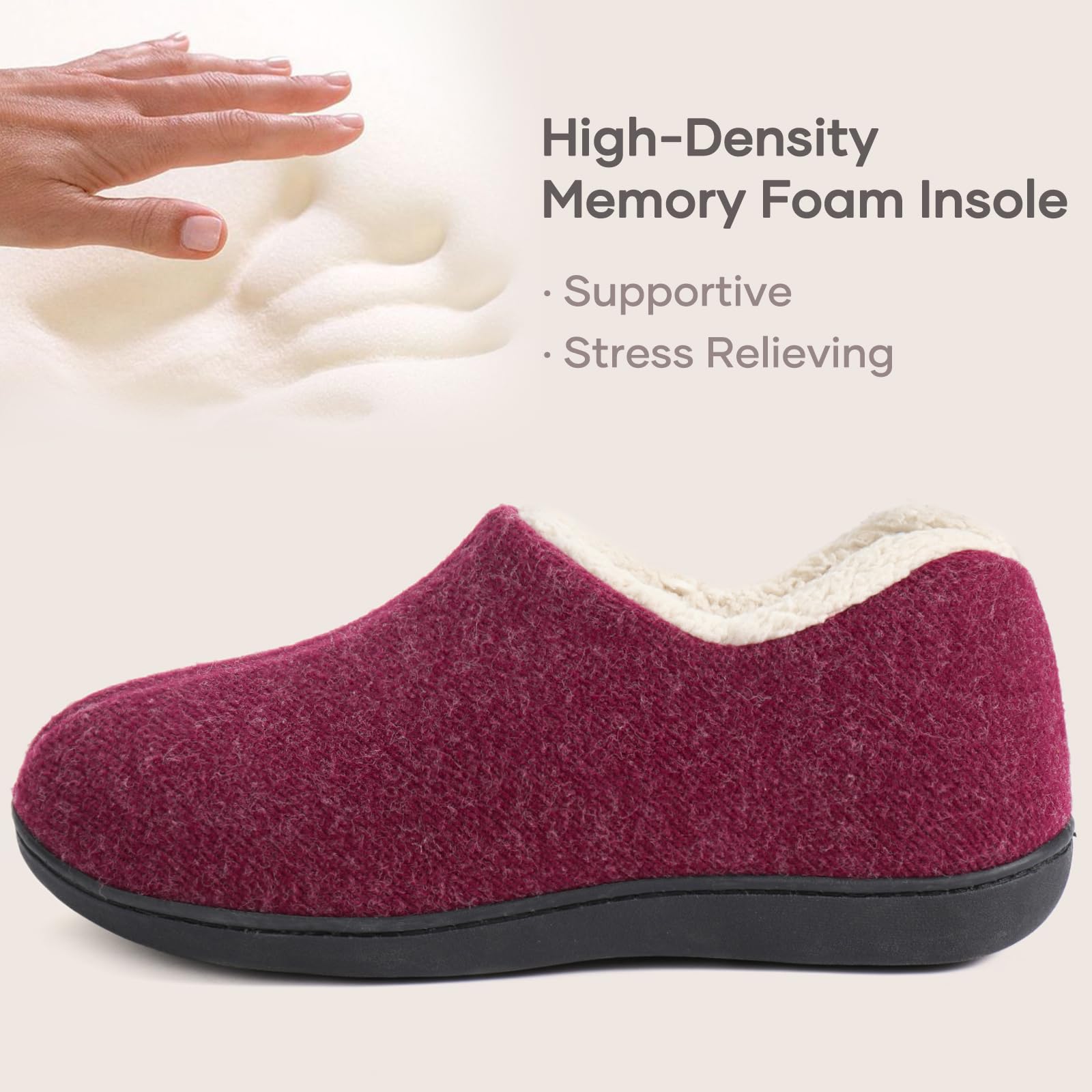 ULTRAIDEAS morbide Pantofole da Donna in Memory Foam con Retro Chiuso con Calda Fodera in Pile, Scarpe da casa in Cotone Misto Lana con Suola in Gomma Antiscivolo per Interni all'aperto