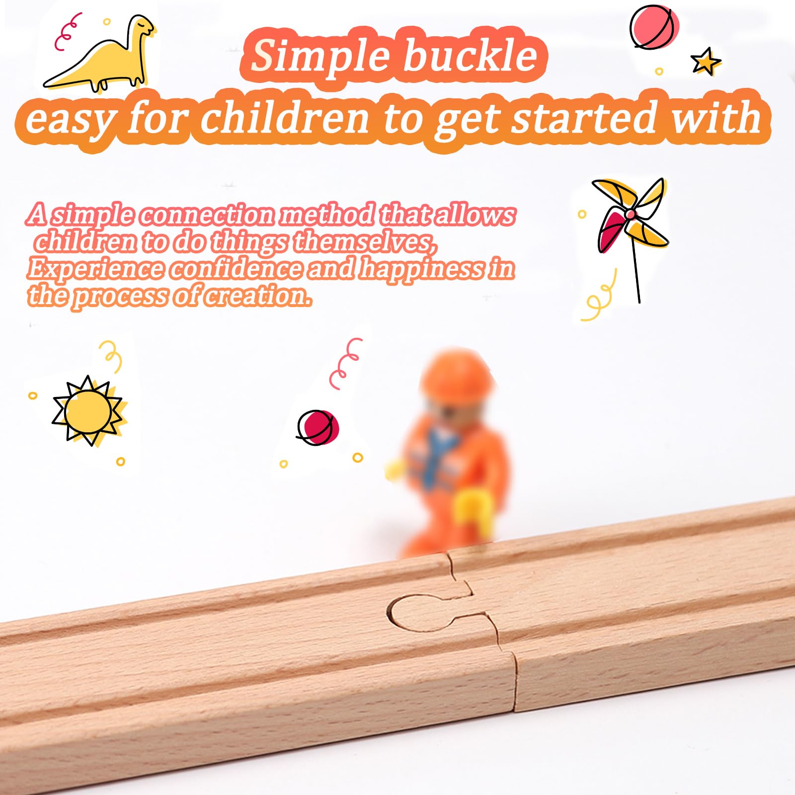 8pcs Wooden Train Track, Wooden Train Track Accessories, Train Railway Connectors Adapters Sets Wooden Toys for Boys Girls - Image 3