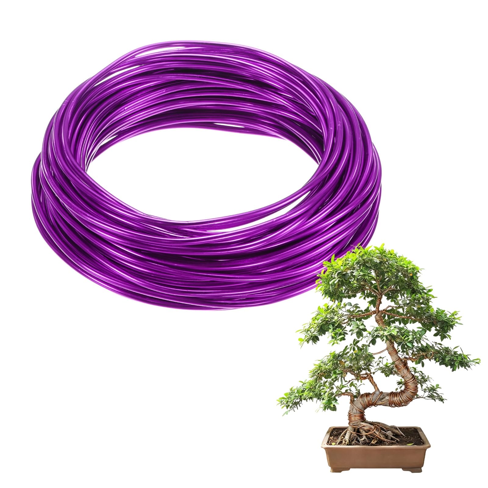 M METERXITY 1-Pack Bonsai Training Wire, 3mm x 49ft/15m Anodized Aluminum Bonsai Tree Wire for Fine Trunk/Gardening Branch/DIY Crafting [Purple]