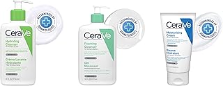 CeraVe Foaming Cleanser (For Oily Skin), 473ml &amp; Cream (With Ceramides), 50ml &amp; Hydrating Cleanser (Non-foaming), 236ml | ...