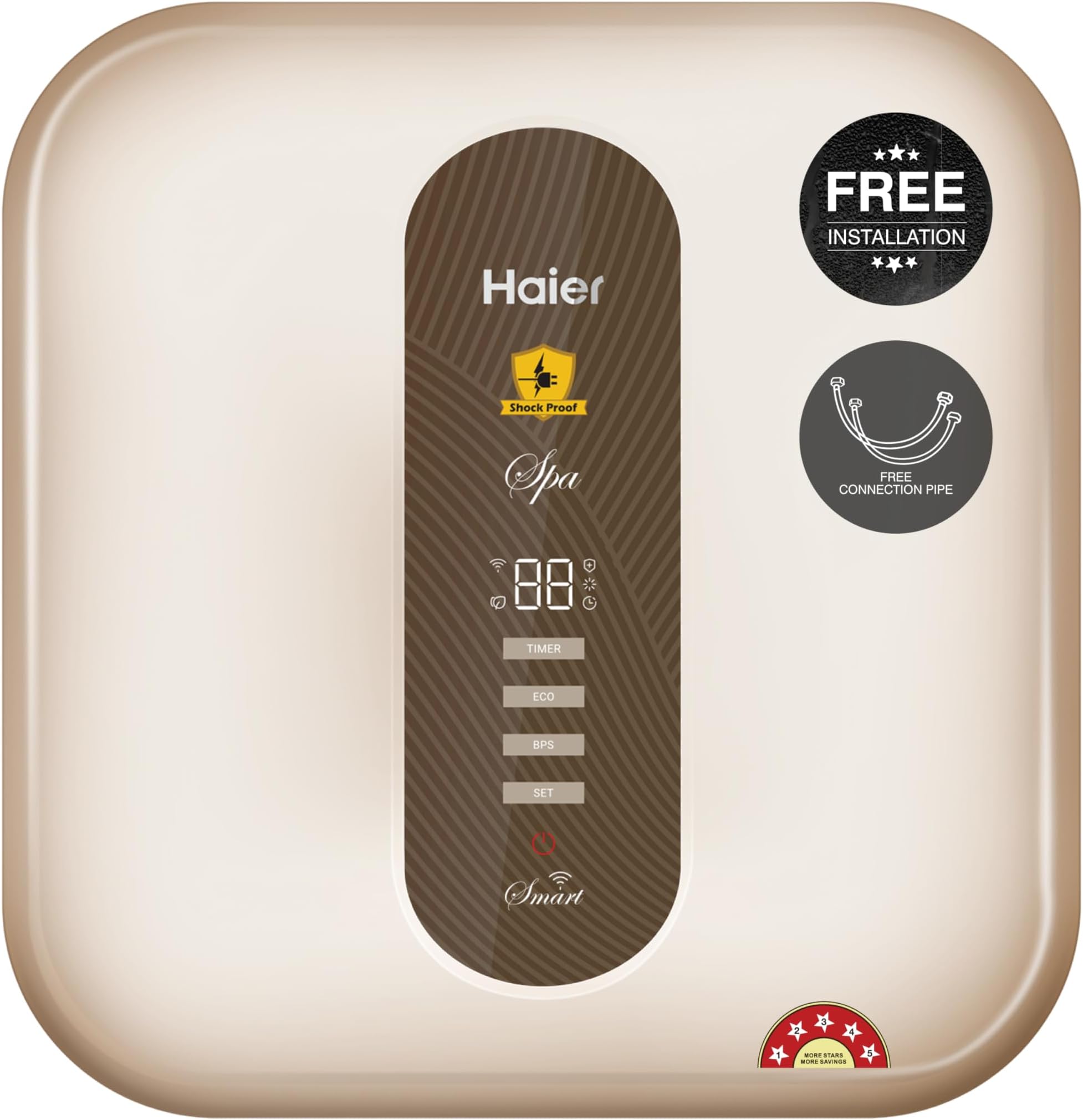 Haier SD WIFI Water Geyser 25 Litre 5 Star Rating Water Heater 25 Litre with Pipe| Free Installation| Shock Proof| BPS| Haier Smart APP| 7-Yr Tank Warranty| 11 Safety Levels