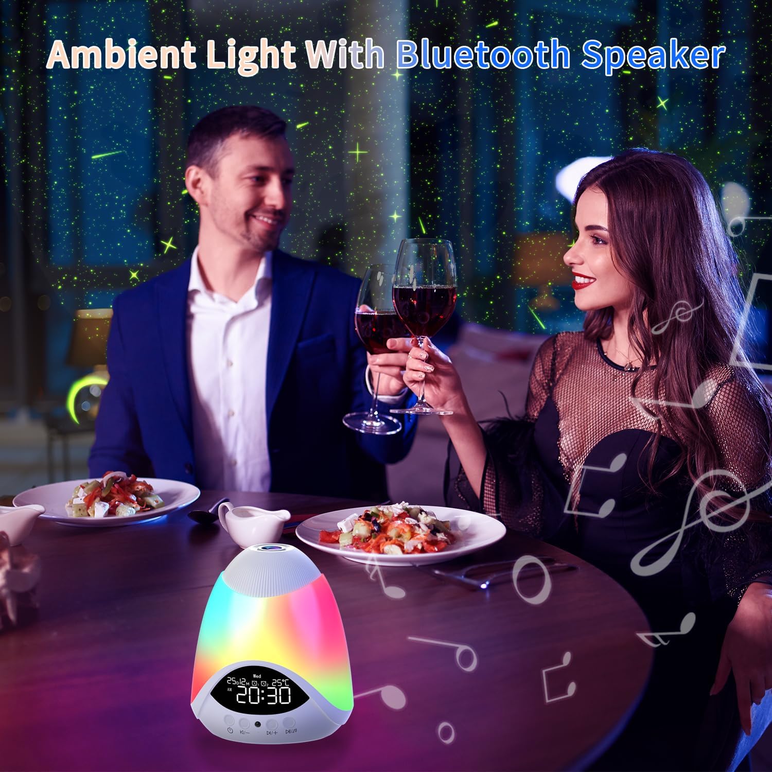 Elec3 Star Projector, Star Light Projector with Alarm Clock, Remote & Timer, Ambient Starry Lamp, Color Changing Night Light for Bedroom, Ceiling, Kids & Adults