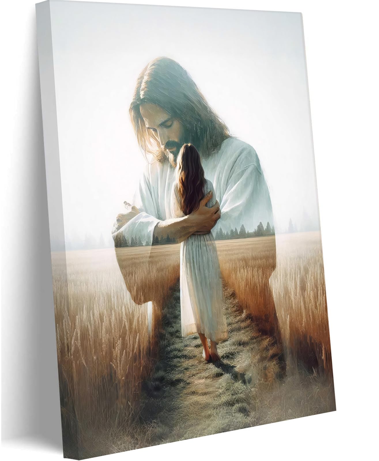 Jesus Hugging Woman Canvas Wall Art Jesus And Girl Paintings Pictures Wall Decor Christian Healing Embrace Bible Stories Poster Printing Artwork for