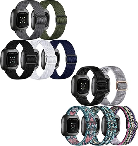 Paquete de 10 correas para Fitbit Versa 3, correas Fitbit Versa 4, correas Fitbit Sense para hombres y mujeres, correas elásticas ajustables de