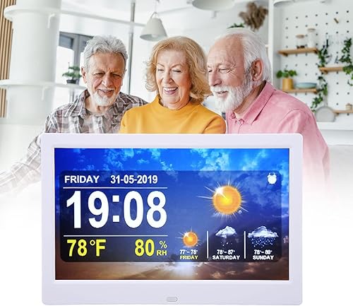 Miniatura 7 de Gugxiom Reloj despertador digital de 10 pulgadas, reloj despertador para personas mayores, 5 juegos de ajustes de alarma, fecha de temperatura