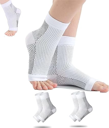 Comprex - 2 pares de tobilleras Comprex para dormir, calcetines de compresión Comprex para mujeres y hombres, manga de pie, alivio del dolor (LXL, 2