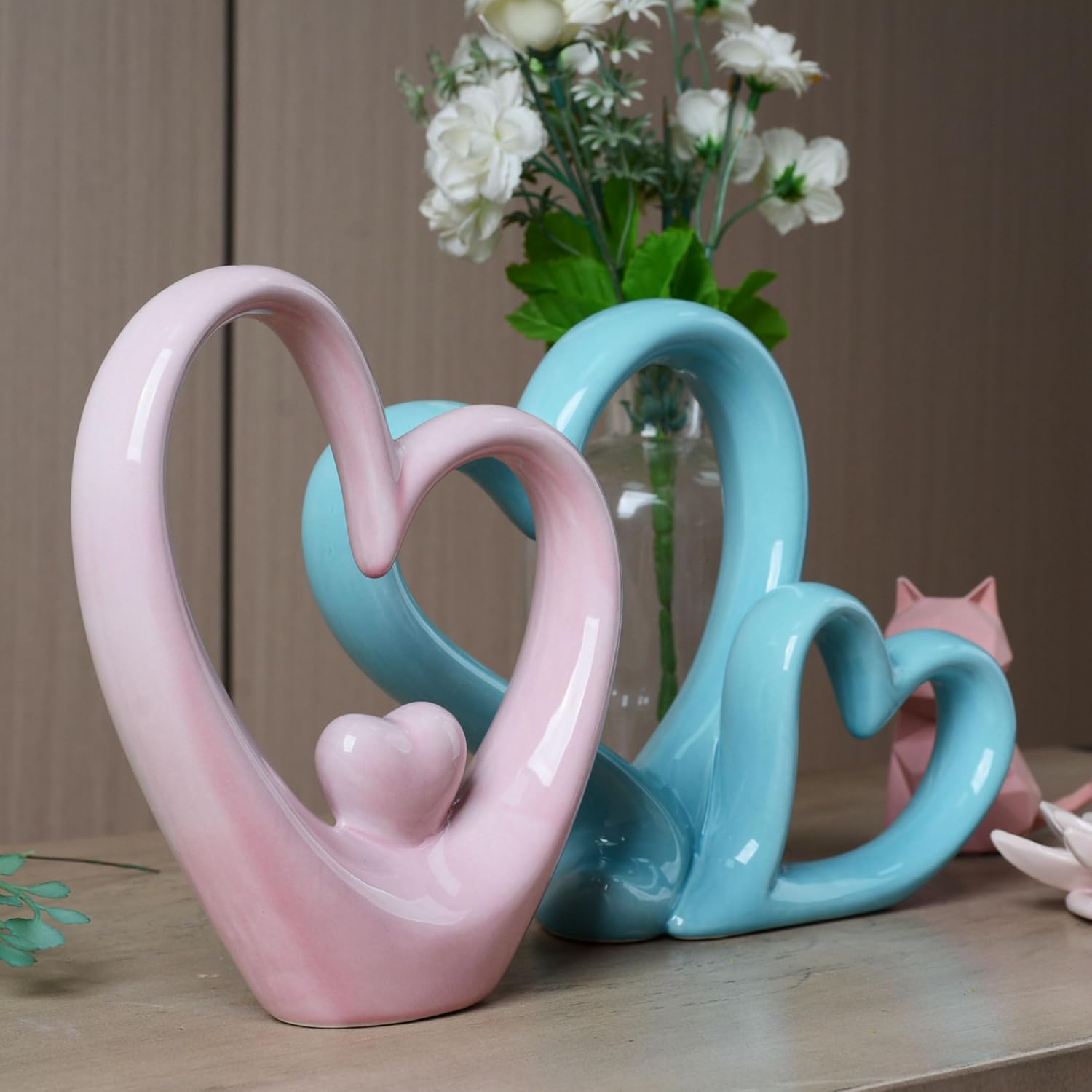 HAUCOZE Home Decor Modern Sculpture Arts Heart Gifts Collectible Figurines Bookshelf Desktop Statue Ceramic Crafts 6.7 inch - Image 8