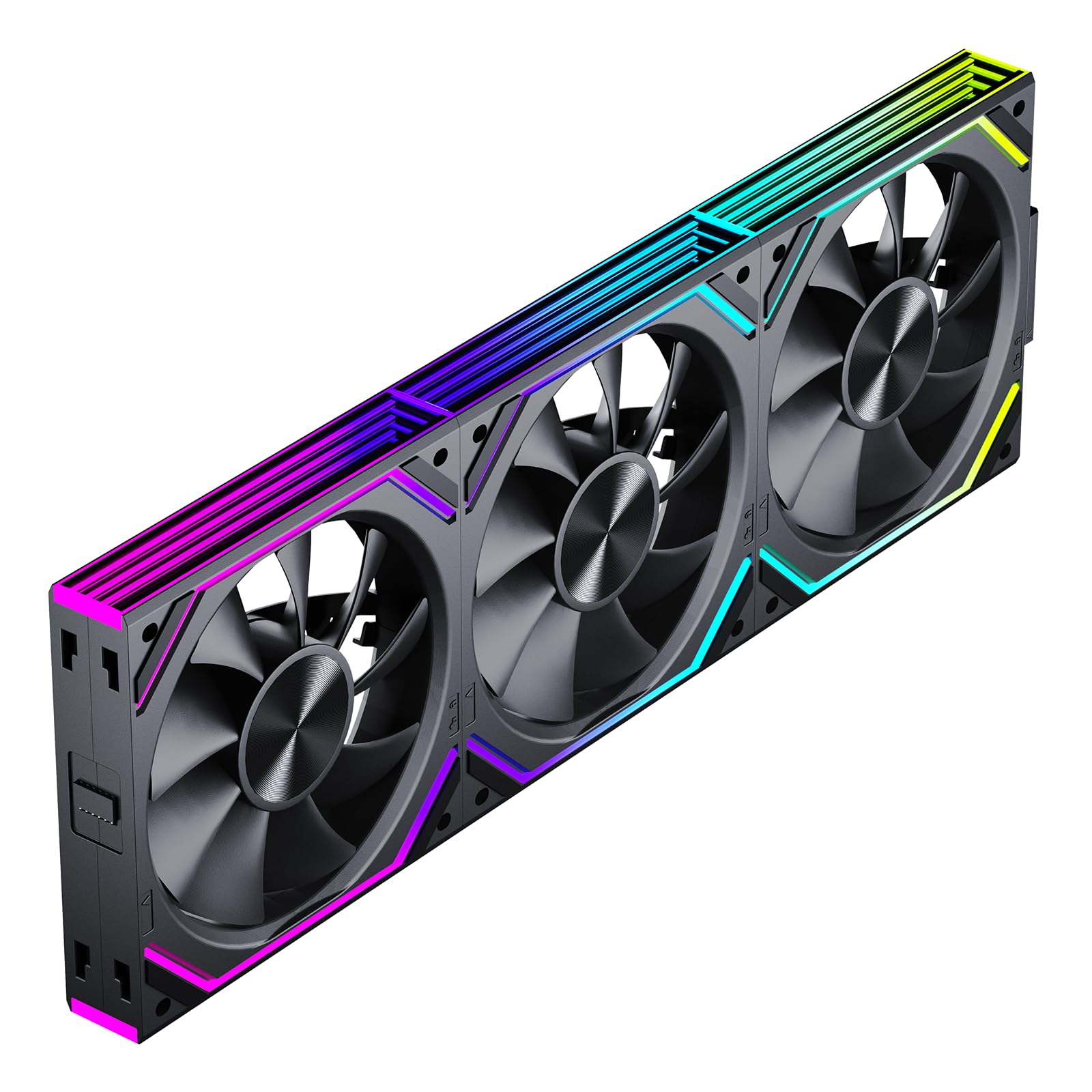Jungle Leopard Interstellar-V2RS Daisy Chain RGB PC Lüfter 120MM 3er Pack,1850RPM/68CFM/2.4mmH2O,5V3PIN ARGB und 12V4PIN PWM Lüfter (Schwarz)