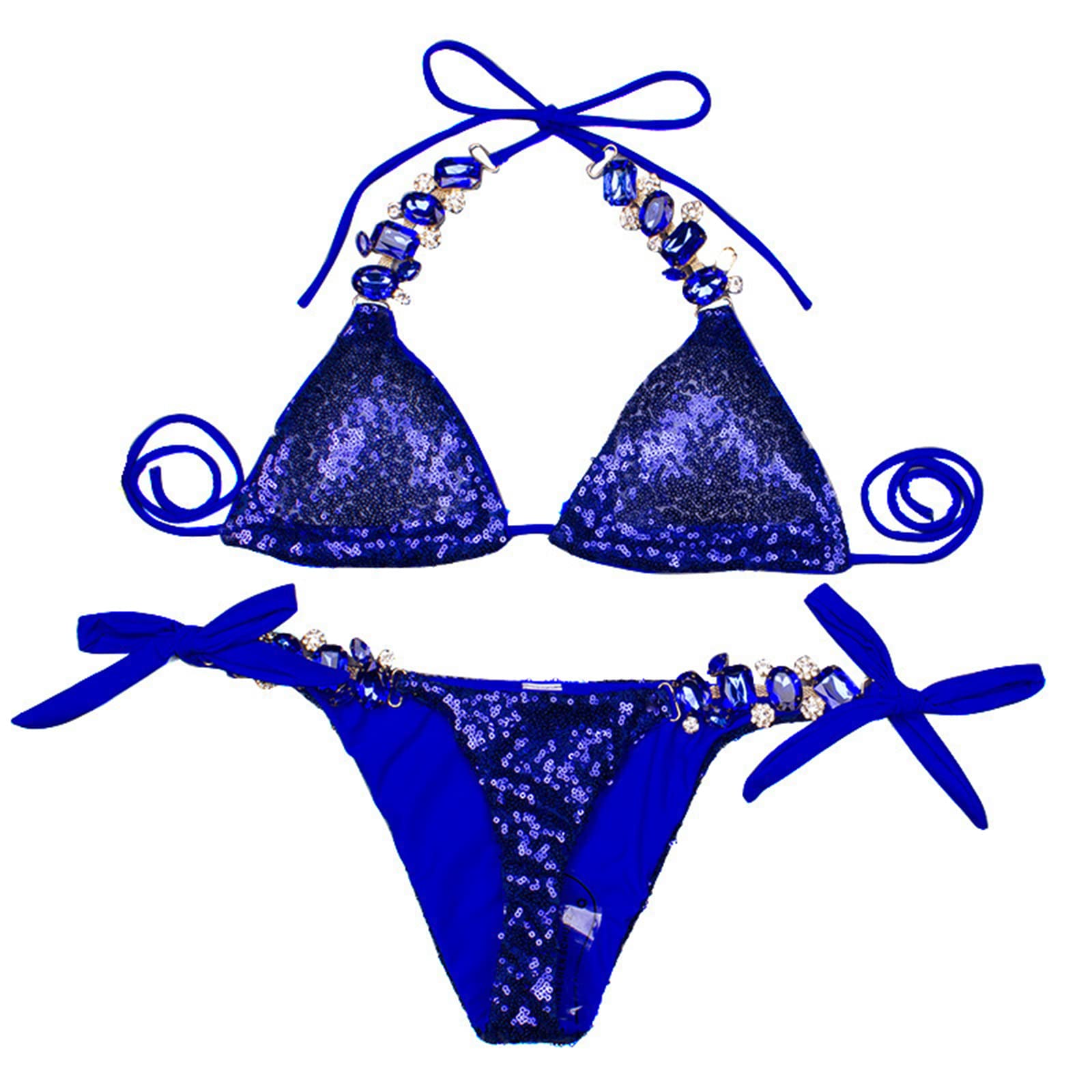 MISETASwimwear Sequin Bikini Diamond Three-Point Split