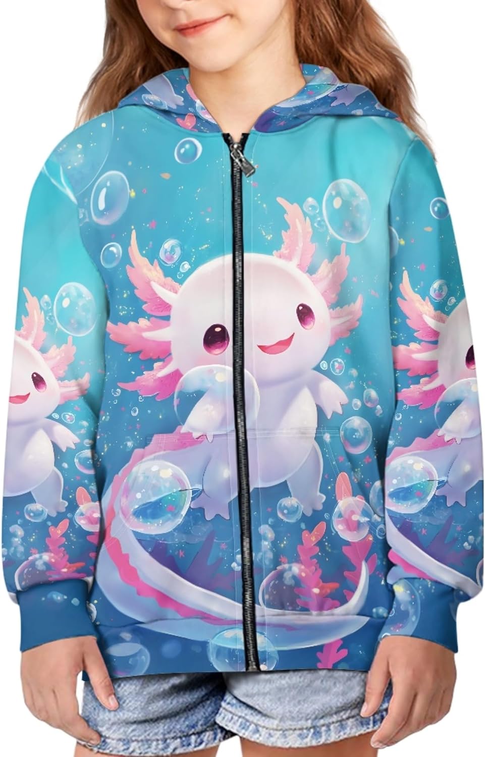 Zip Up Animal Hoodie Girl Lightweight Oversized Hooded Sweatshirt Fall Thin Casual Hoodie Jacket Coat For Girl