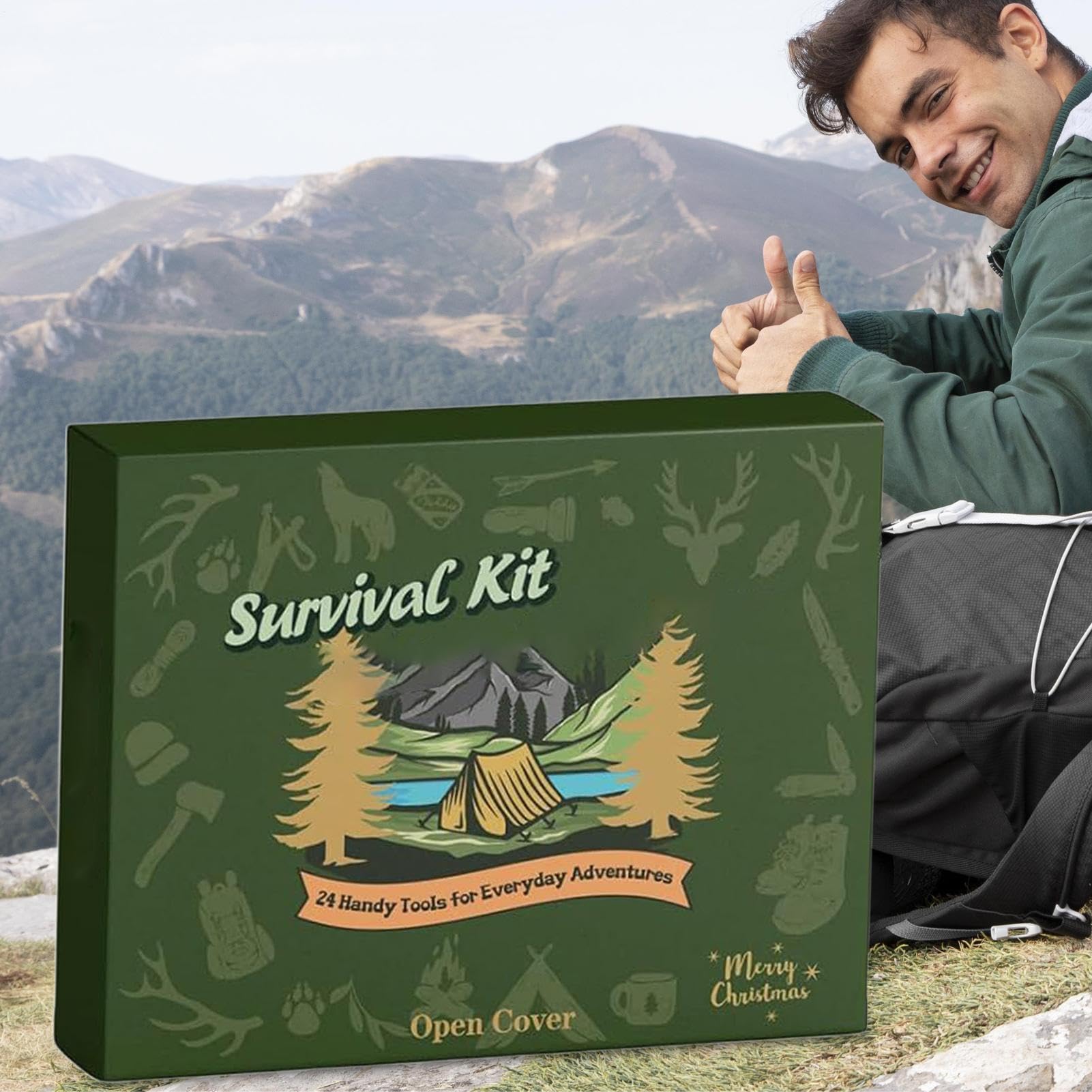 s Kalender, Outdoor Zubehör, Advent Set Multifunktionalen Gadgets | Camping Ausrüstung mit Festlicher Gestaltung, Abenteuer Werkzeug mit Tragbarer Funktion, Nutzung für Backpacking