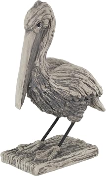 Deco 79 Polystone Pelican Decorative Sculpture Textured Home Decor Statue, Accent Figurine 5" x 10" x 13", Gray