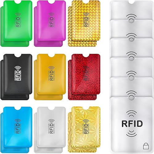Prasacco Juego de 24 fundas de bloqueo RFID para tarjetas de crédito, protector de tarjeta de identidad, antirrobo, protectores de pasaporte para