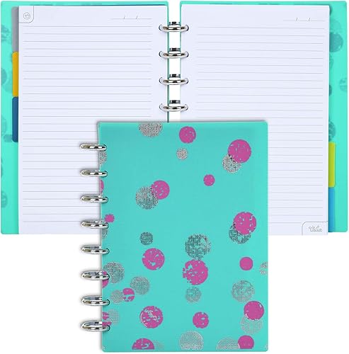 Vista 299 de Talia - Agenda personalizable con aros, (Fireworks Deep Lake, con discos Deep Lake, tamaño mediano (7.5 x 9.75 pulgadas).