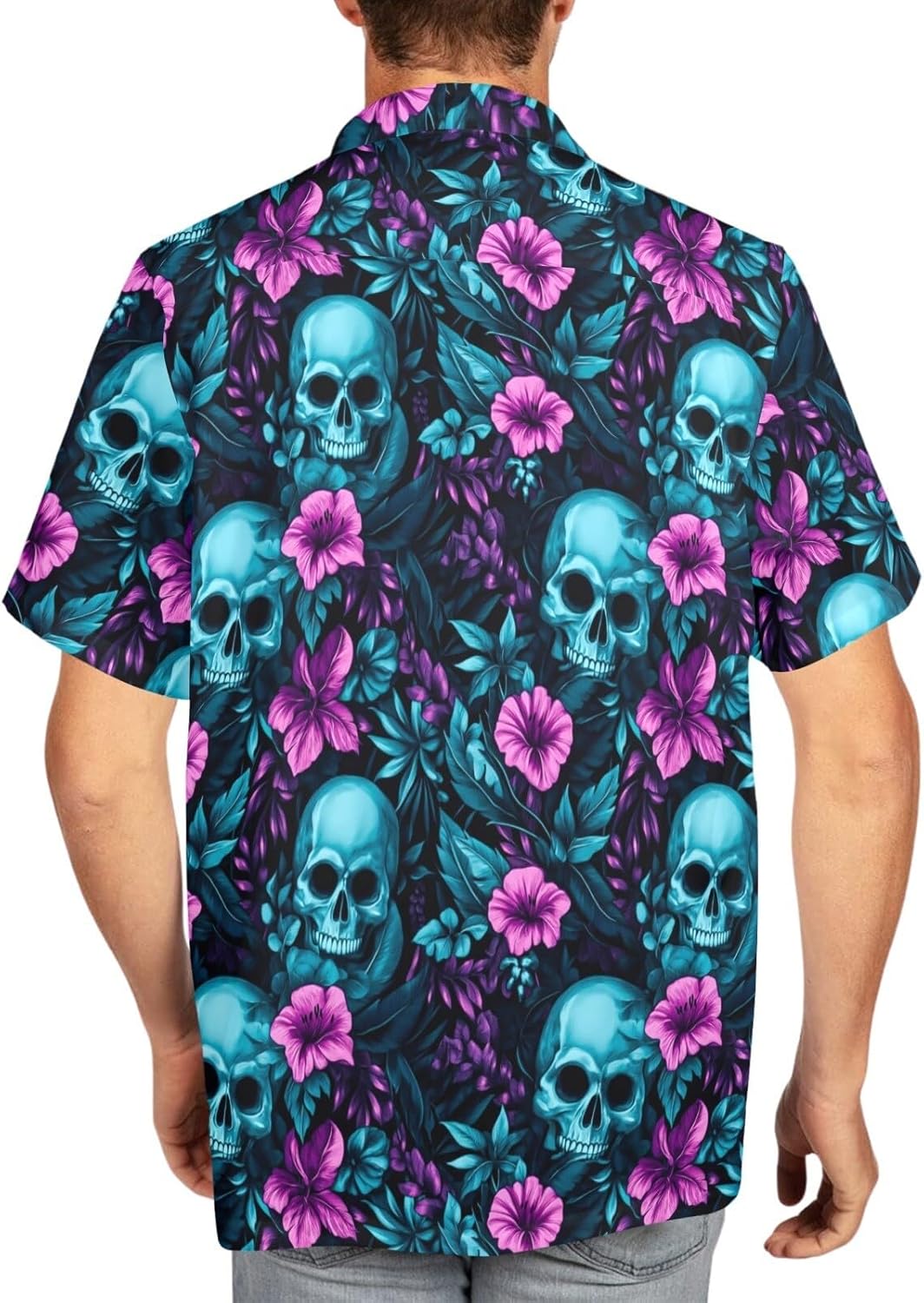 HUGLAZY Halloween Shirt Men Hawaiian Shirt Button Down Short Sleeve Shirts Funny Party Outfit - Image 3