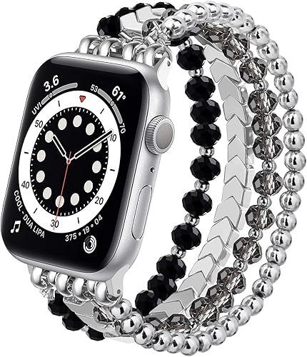 MOFREE - Pulsera de cuentas para reemplazo de correa de Apple Watch de 38 mm, 40 mm, 41 mm para Series SE, 9, 8, 7, 6, 5, 4, 3, 2, 1 - Correa