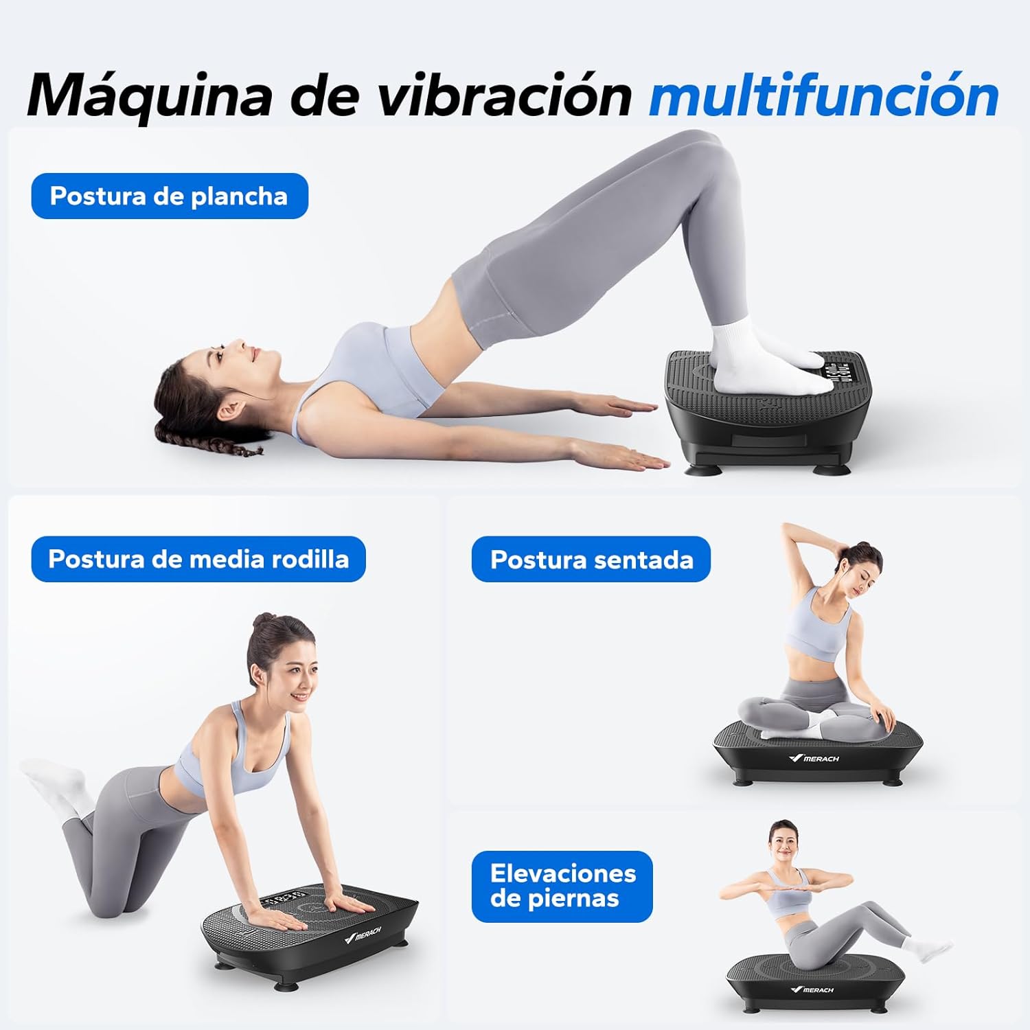 Various exercise postures on MERACH Vibration Platform