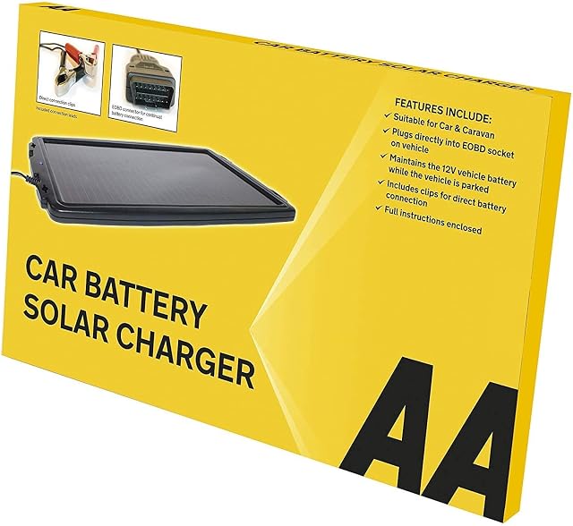 Roaduserdirect Packages AA Car Solar Powered Battery Charger Car Van Caravan