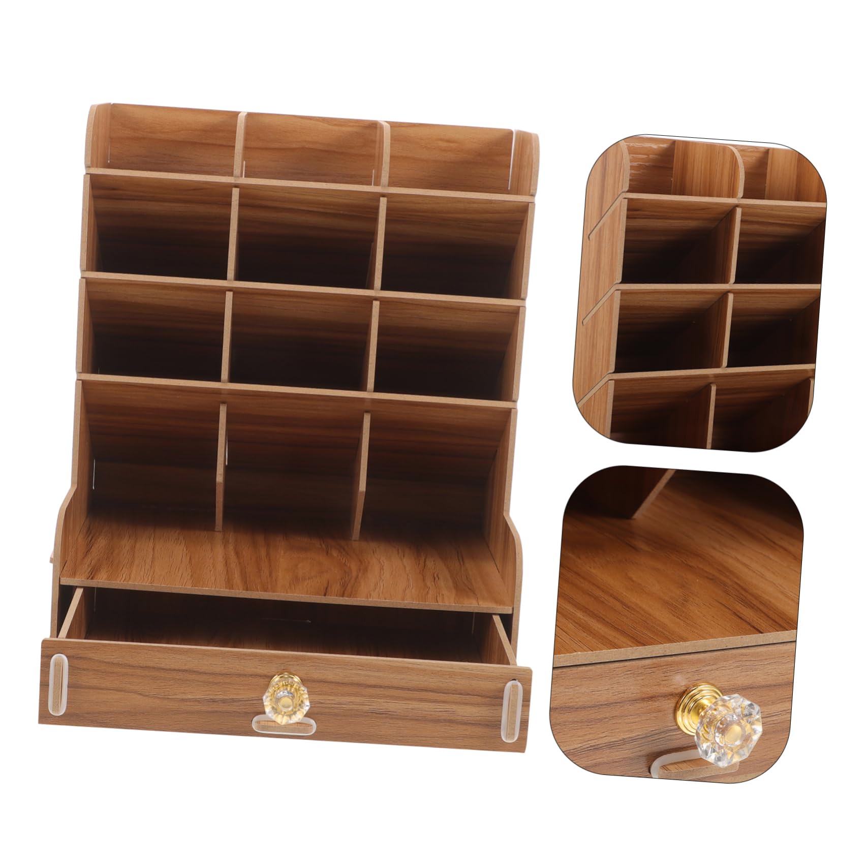 SHOWERORO Elegante Portapenne Da Scrivania in Legno Per Organizer Da Scrivania Multi-griglia Per Cancelleria