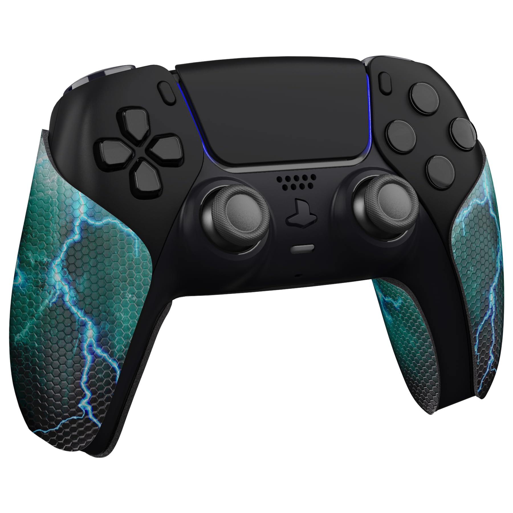 eXtremeRate PlayVital Grip Adesivo per ps5 Controller Joystick, Skin Gomma Antiscivolo per Impugnature Maniglia-Tempesta di Tuoni Verdi - 4