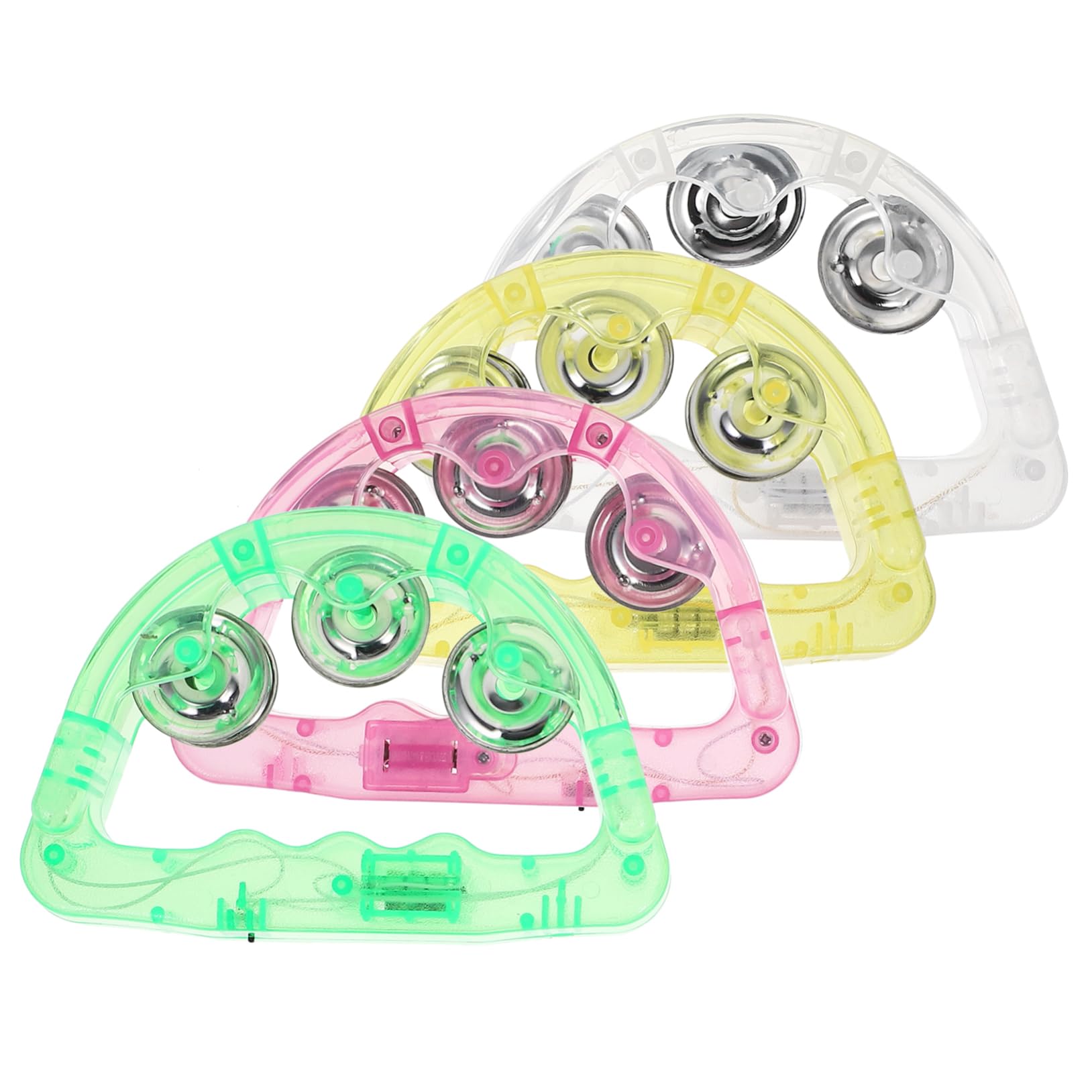BESPORTBLE 8pcs LED Tambourine Handbell Party Flashing Props for Birthdays Festivals Bars and Sports Events Shaking Instruments for Adults Random Color